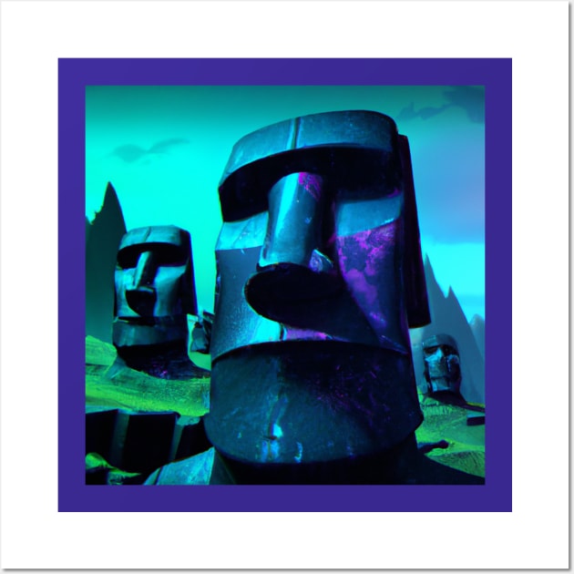 Easter Island in a Distant Techno Future Wall Art by Star Scrunch